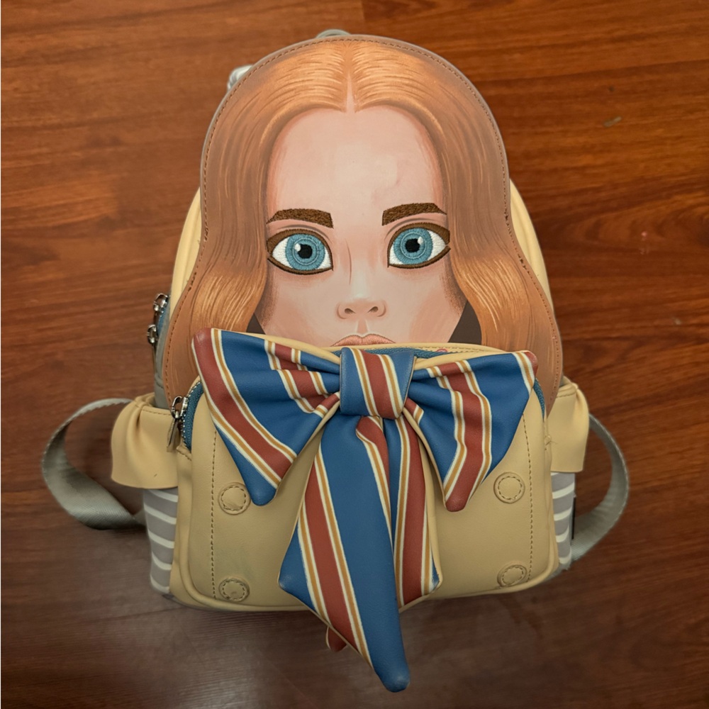 Meghan LA Beige Backpack with Playful Cartoon Design
